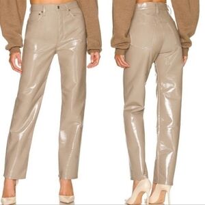 AGOLDE 90s Pinch Waist Patent Recycled Leather Pants in Quail Patent